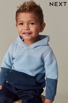 Blue Hoodie Knitted Hoodie (3mths-7yrs) (C99014) | £16 - £18