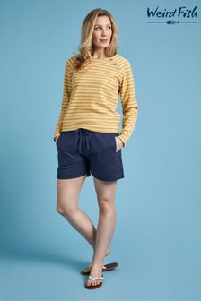 Weird Fish Yellow Cotton Striped Crew-Neck Sweatshirt