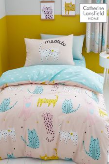 Catherine Lansfield Pink Cute Cats Duvet Cover and Pillowcase Set
