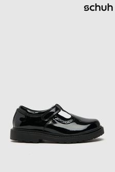 Schuh Junior Black Lock Patent T-Bar Shoes (C99579) | £28