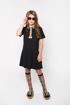 Burberry Kids Girls Check Collar Sigrid Dress in Black