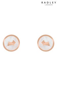 Radley 18ct Rose Gold Plated Sterling Silver Mother of Pearl Jumping Dog Studs