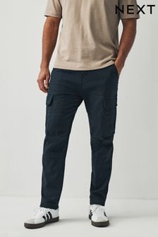 Navy Blue Slim Cotton Stretch Cargo Trousers (CX1556) | £28