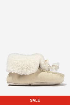 Bonpoint Baby Suede Leather Slippers in Cream
