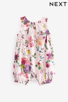 Pink Floral Baby Jersey Romper (D00931) | £7 - £9