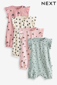 Mint Green/Pink Baby Rompers 4 Pack (D00933) | £20 - £24