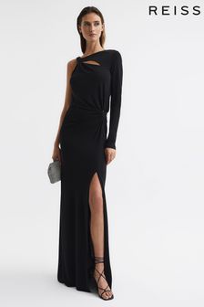 Reiss Black Catalina Cut Out Hardware Detail Jersey Maxi Dress (D01252) | £298