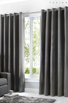 Fusion Grey Sorbonne Eyelet Curtains