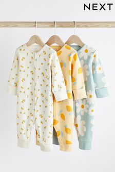 Blue/Yellow Baby Footless Sleepsuits 3 Pack (0-3yrs) (D03759) | £18 - £22
