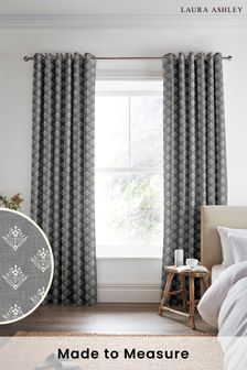 Laura Ashley Grey Lady Fern Made To Measure Curtains (D04343) | £128