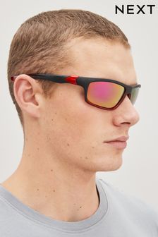 Black/Red Wrap Polarised Sunglasses (D06275) | £16