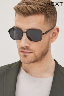 Black Square Pilot Polarised Sunglasses (D06278) | £16
