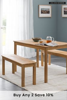 Julian Bowen Brown Coxmoor Solid Oak 4 Seater Dining Table and Bench Set (D06457) | £390