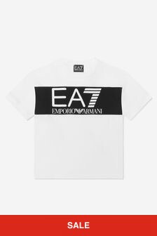 EA7 Emporio Armani Boys Train Chest Logo T-Shirt in White