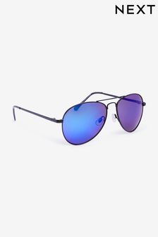 Blue/Black Aviator Style Sunglasses (D08198) | £7 - £8