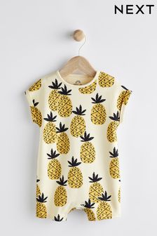 Ochre Yellow Pineapple Baby Single Jersey Romper (0mths-3yrs) (D08574) | £7 - £9