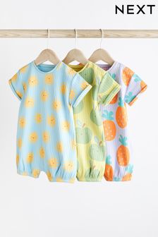 Multi Pastel Baby Romper 3 Pack (0mths-3yrs) (D08647) | £17 - £21