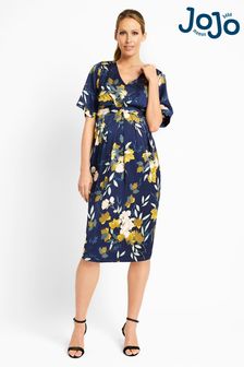 JoJo Maman Bébé Navy Oriental Print Maternity & Nursing Dress (D11337) | £59