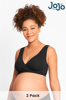 JoJo Maman Bébé Black 2-Pack Maternity & Nursing Sleep Bras (D11356) | £22