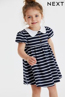 Navy Striped Ponte Dress (3mths-6yrs) (D14230) | £18 - £20