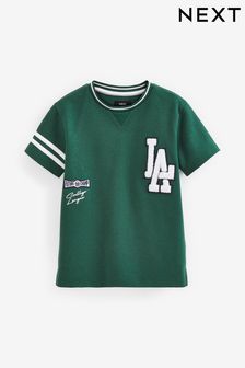 Green Varisty Badge Short Sleeve T-Shirt (3-16yrs) (D14398) | £9 - £14