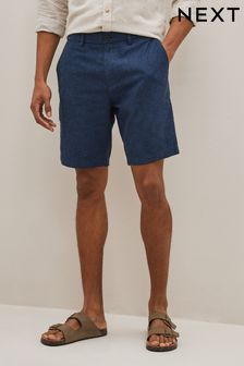 Navy Linen Blend Chino Shorts (D15085) | £24