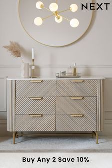 Light Grey Valencia Marble Mango Wood Wide Chest (D15541) | £899