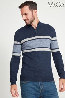 Jumpers Zip Neck Stripe Knitwear 