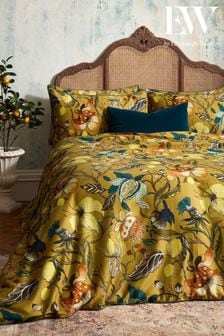 EW by Edinburgh Weavers Yellow Morton Timeless Tribute Floral 200 Thread Count Duvet Cover And Pillowcase Set