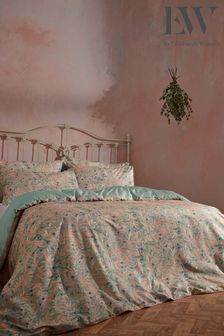EW by Edinburgh Weavers Pink Malory English Floral Luxury Cotton Slub Cord Pipe Duvet Cover And Pillowcase Set