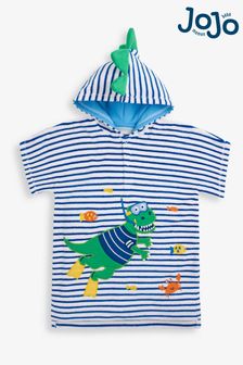 JoJo Maman Bébé Cobalt Dinosaur Towelling Hooded Pull-On (D18578) | £24