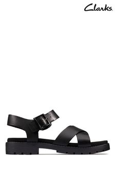 Clarks Black Clarks Black Leather Orinoco Strap Sandals (D18633) | £70