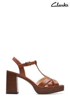 Clarks Brown Leather Nisby Strap Sandals (D19108) | £90