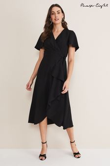 Phase Eight Julissa Frill Wrap Black Dress (D19915) | £120