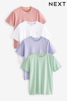 Purple/White/Green/Pink Pastel T-Shirts 4 Pack (D24910) | £36