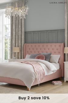 Annaly Velvet Dark Blush Chatsworth Upholstered Bed Bed