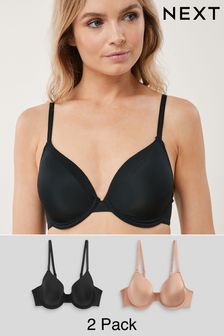 Black/Nude Light Pad Full Cup Smoothing T-Shirt Bras 2 Pack (D26709) | £22