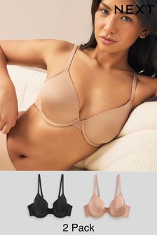 Black/Nude Light Pad Full Cup Smoothing T-Shirt Bras 2 Pack (D26709) | £22