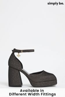 Simply Be Black Multi Platform Closed Toe Heeled Extra Wide Fit Shoes (D29466) | £40