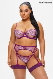 Ann Summers ANN SUMMERS Purple with Black Lace UNDERWIRED PADDED BRA size 32B  £38 