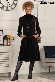 Jolie Moi Cailyn Retro Flare Black Coat (D30575) | £119