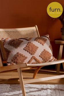 furn. Brown Lamar Geometric Tufted Loop Cotton Cushion