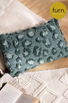 furn. Green Maeve Tonal Leopard Print Tufted Cotton Cushion