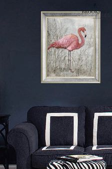 Brookpace Lascelles Pink Flamingo I Print in Antique Mirrored Frame