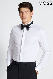 Moss Bros Slim Fit Wing Collar Concealed White Placket Dress Shirt (D40364) | £40