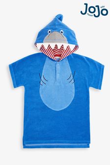 JoJo Maman Bébé Blue Shark Towelling Hooded Pull-On (D41005) | £24