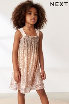 Neutral Ombre Sequin Occasion Dress (3-16yrs) (D41123) | £32 - £38