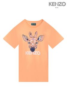 KENZO KIDS Yellow Giraffe Print Logo T-Shirt Dress (D41732) | £91 - £110