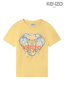 KENZO KIDS Yellow Elephant Print Logo T-Shirt (D41745) | £58 - £68
