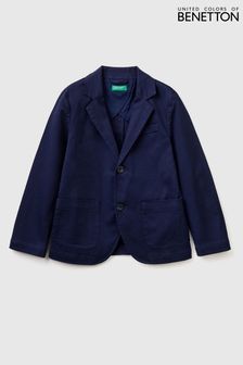 Benetton Blue Formal Textured Blazer Jacket (D41859) | £70